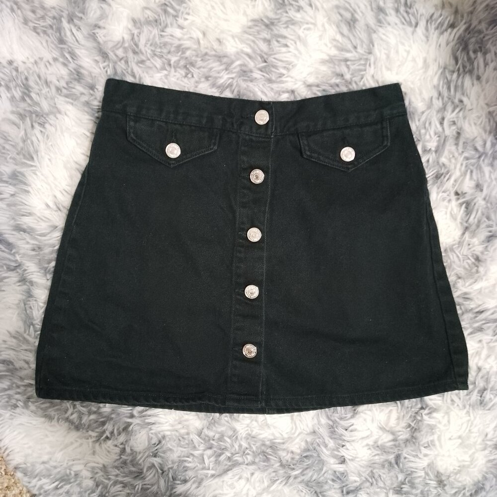 A Line Black Jean Skirt with real pockets